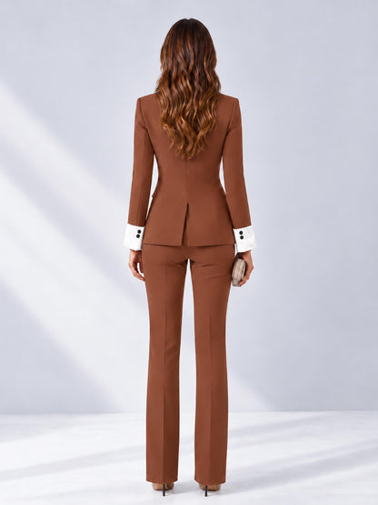 Rust 2 Pieces Tailored Fit Peak Lapel Women's Suits
