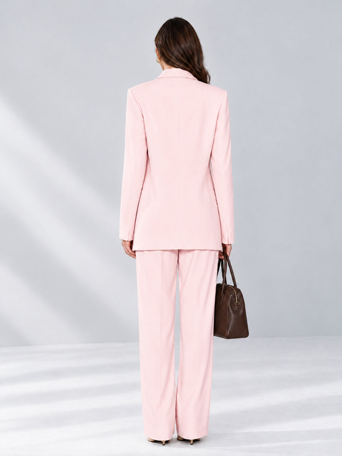 Blush Pink 2 Pieces Wide-Leg Notched Lapel One Button Women's Suits
