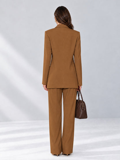 Burnt Orange 2 Pieces Wide-Leg Notched Lapel One Button Women's Suits