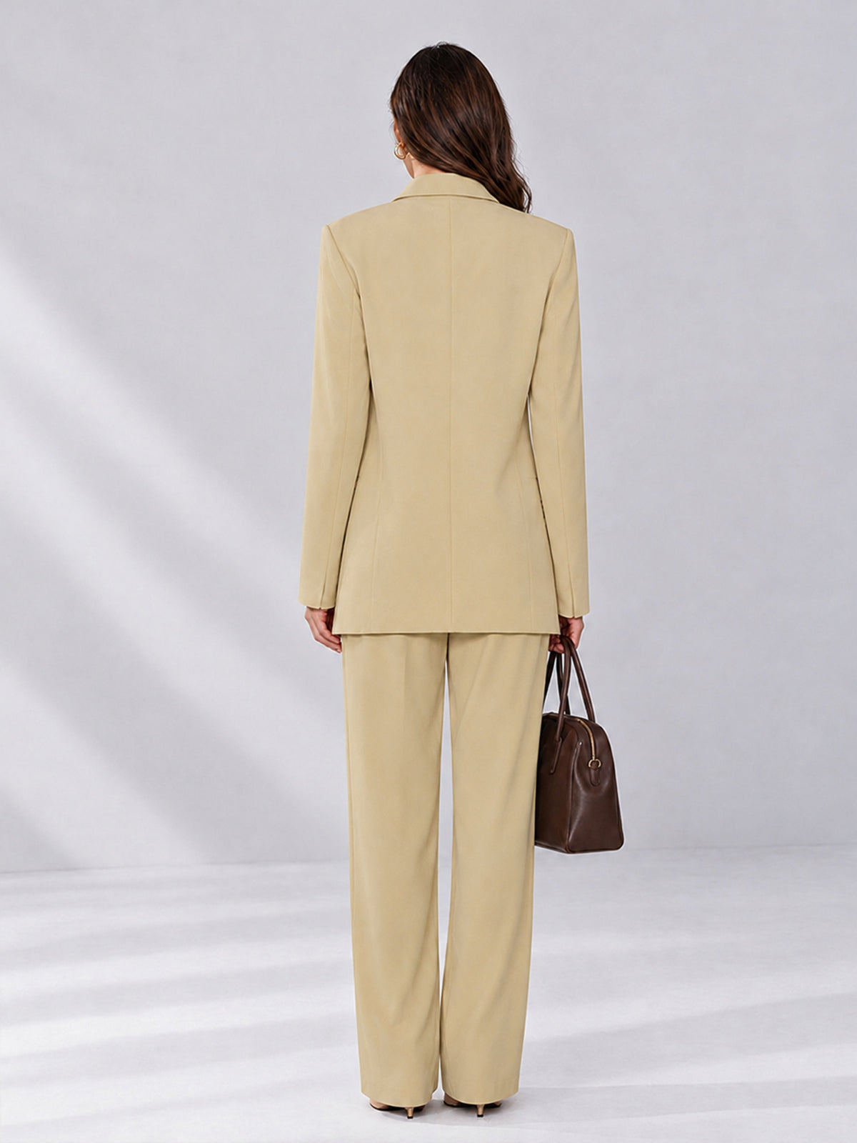Champagne 2 Pieces Wide-Leg Notched Lapel One Button Women's Suits