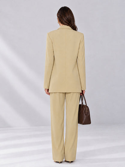 Champagne 2 Pieces Wide-Leg Notched Lapel One Button Women's Suits