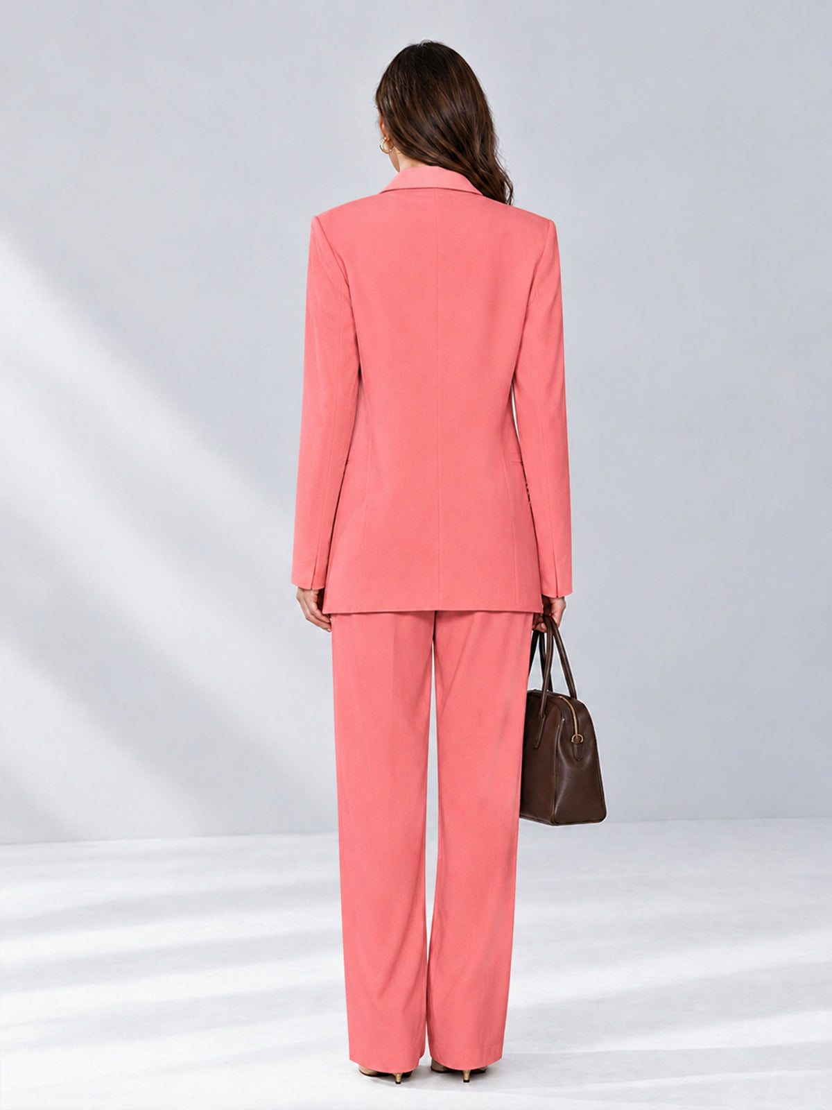 Coral 2 Pieces Wide-Leg Notched Lapel One Button Women's Suits