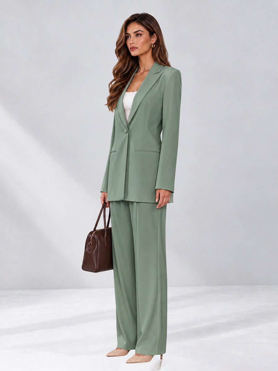 Eucalyptus 2 Pieces Wide-Leg Notched Lapel One Button Women's Suits