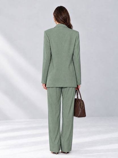 Eucalyptus 2 Pieces Wide-Leg Notched Lapel One Button Women's Suits