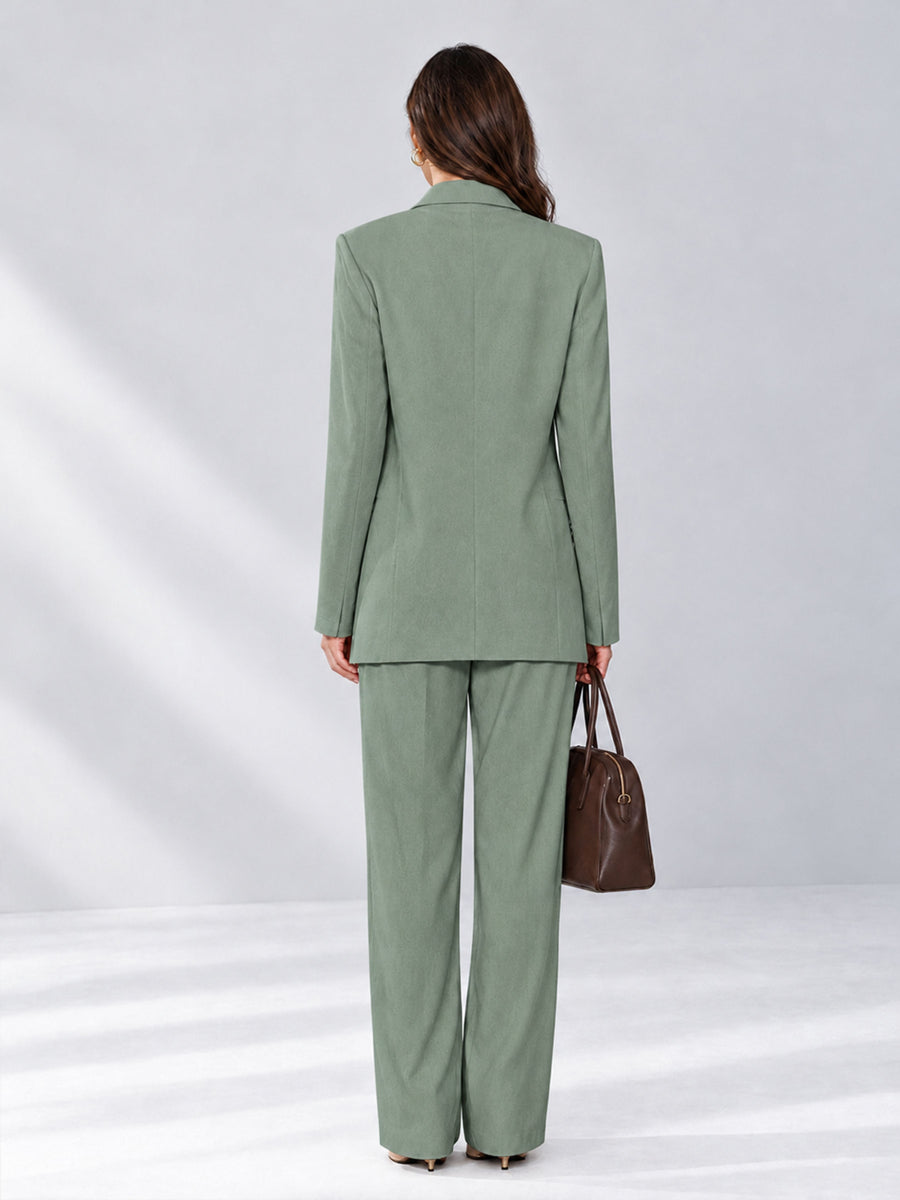 Eucalyptus 2 Pieces Wide-Leg Notched Lapel One Button Women's Suits