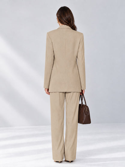 Khaki 2 Pieces Wide-Leg Notched Lapel One Button Women's Suits