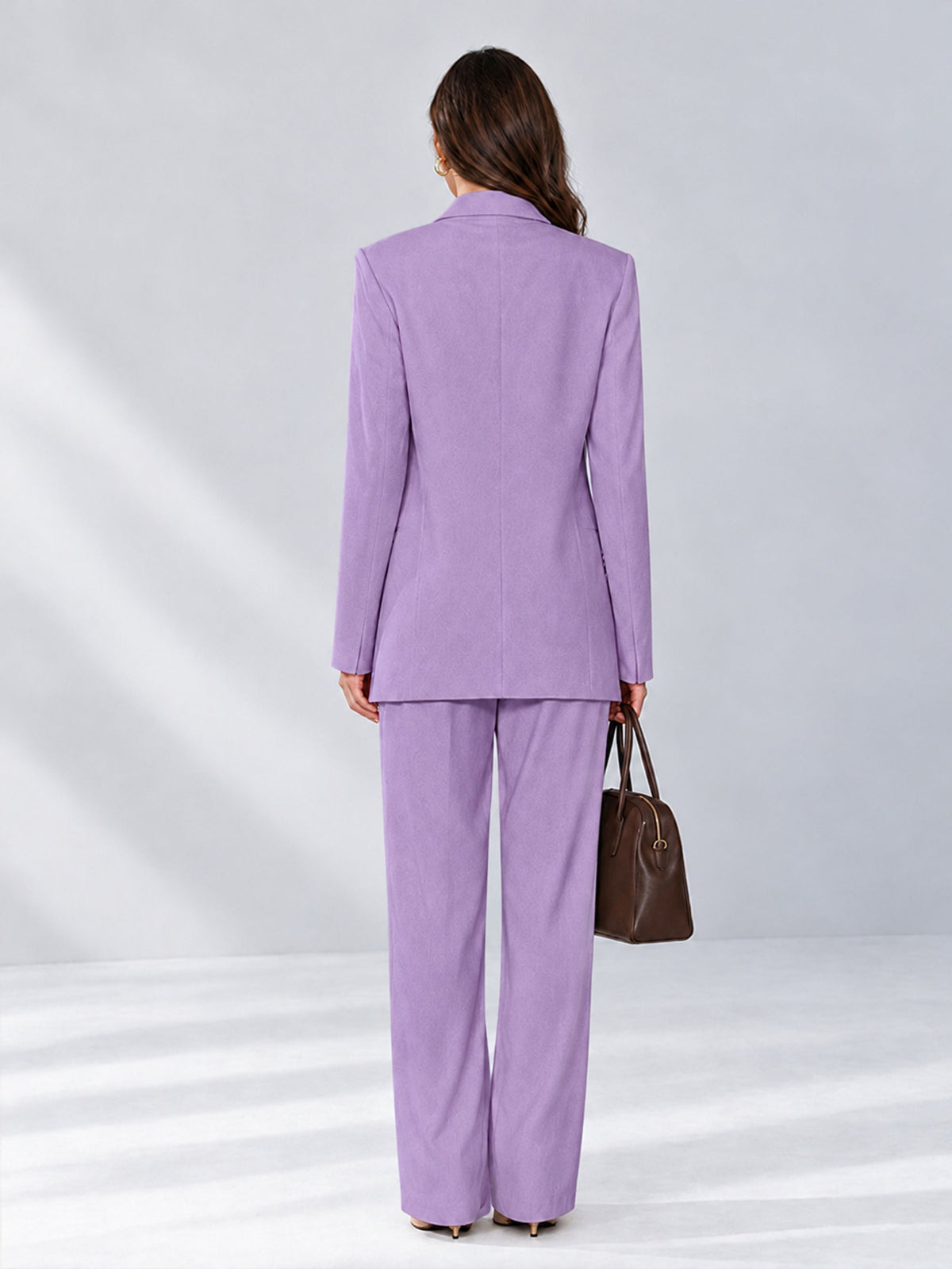 Lilac 2 Pieces Wide-Leg Notched Lapel One Button Women's Suits