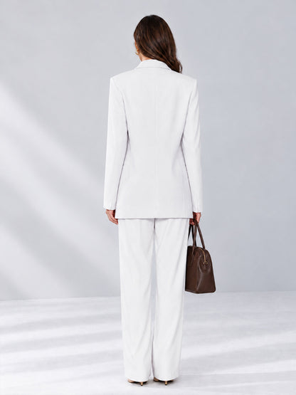 White 2 Pieces Wide-Leg Notched Lapel One Button Women's Suits