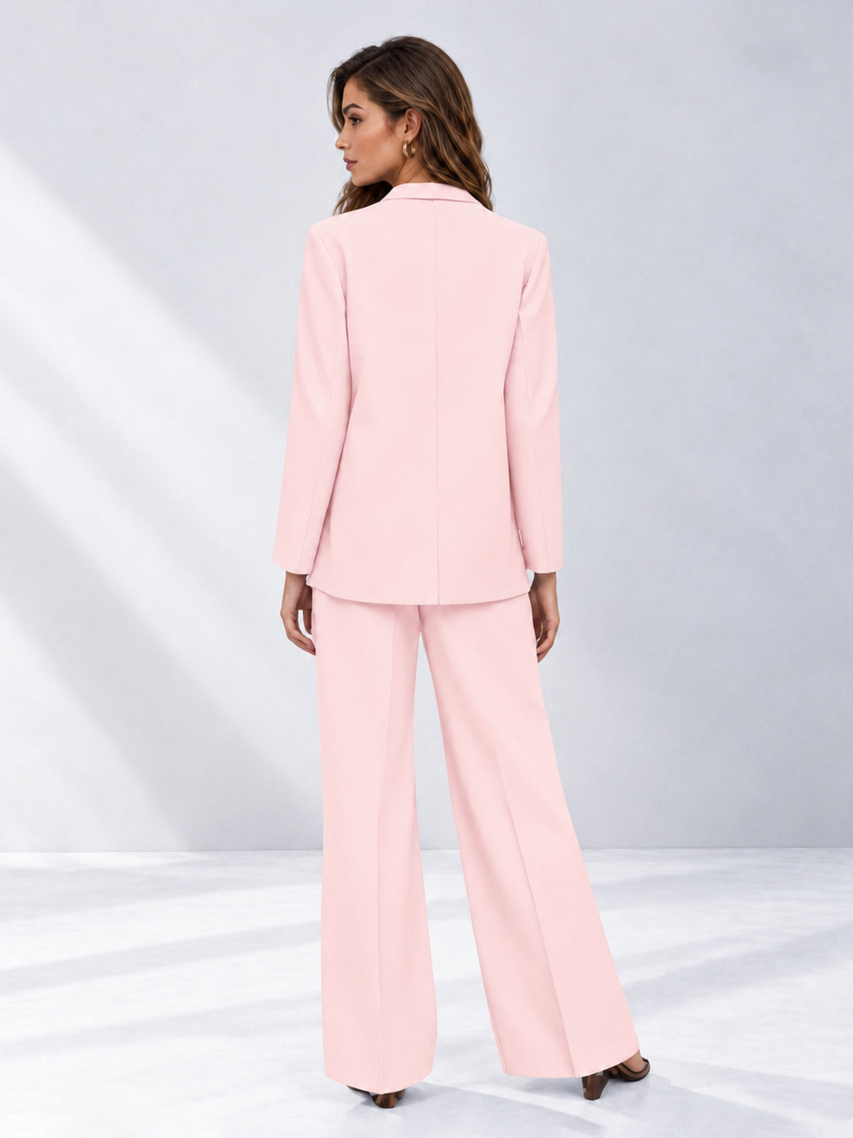 Blush Pink 2 Pieces Wide-Leg Suit Women's Suits 