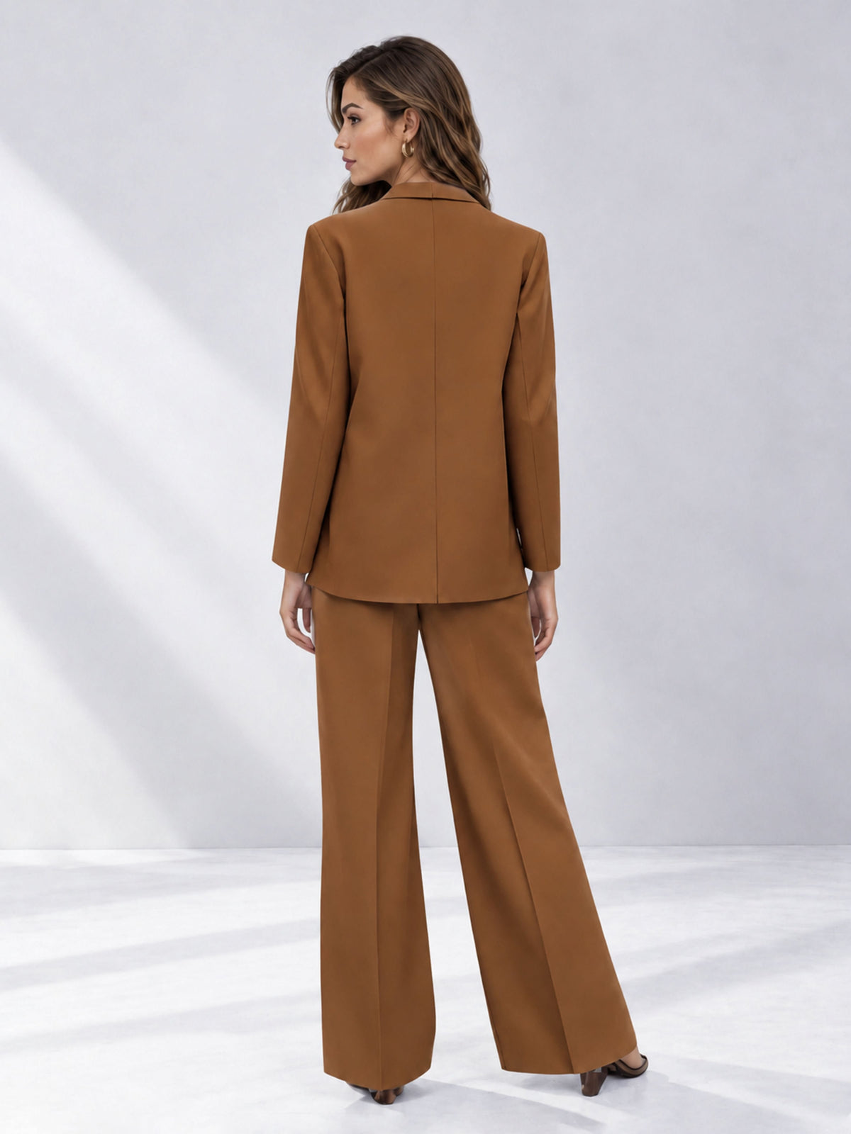 Burnt Orange 2 Pieces Wide-Leg Suit Women's Suits 
