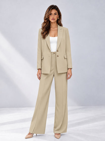 Champagne 2 Pieces Wide-Leg Suit Women's Suits 