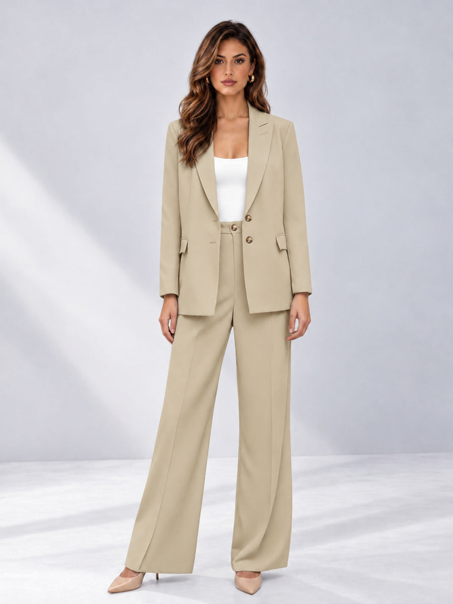 Champagne 2 Pieces Wide-Leg Suit Women's Suits 