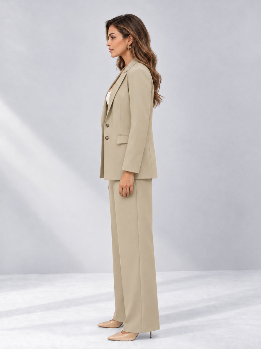 Champagne 2 Pieces Wide-Leg Suit Women's Suits 