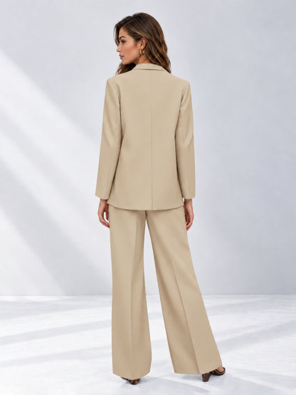 Champagne 2 Pieces Wide-Leg Suit Women's Suits 