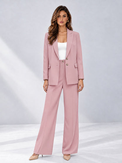 Dusty Rose 2 Pieces Wide-Leg Suit Women's Suits 