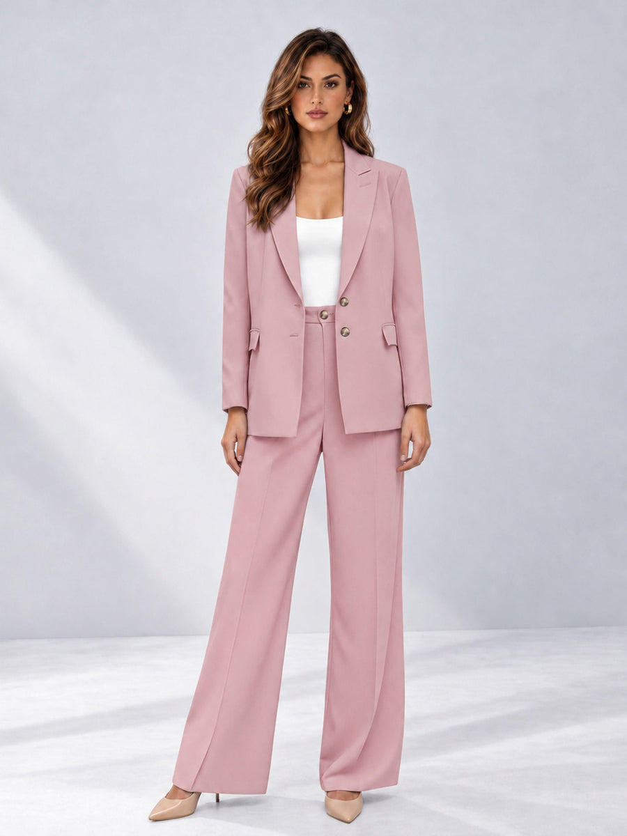 Dusty Rose 2 Pieces Wide-Leg Suit Women's Suits 