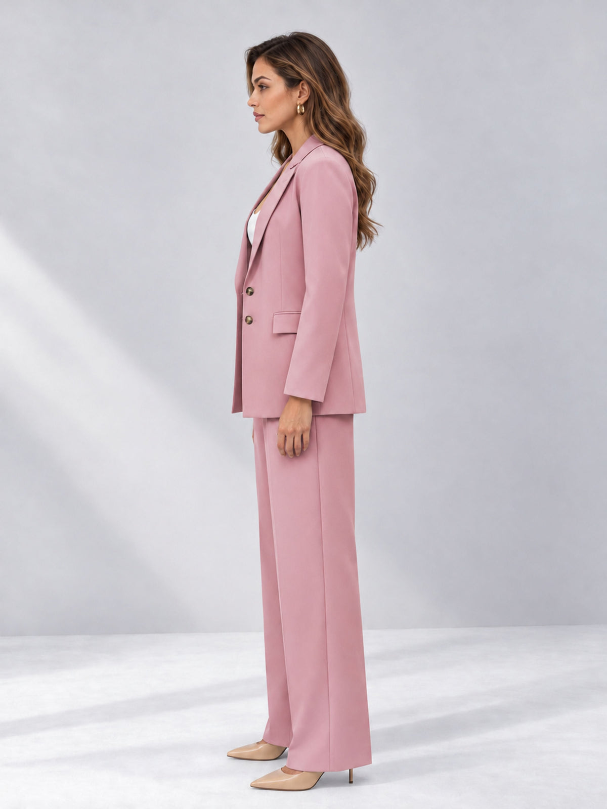 Dusty Rose 2 Pieces Wide-Leg Suit Women's Suits 