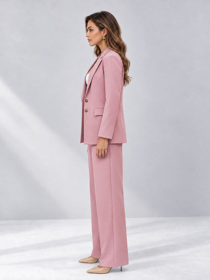 Dusty Rose 2 Pieces Wide-Leg Suit Women's Suits 