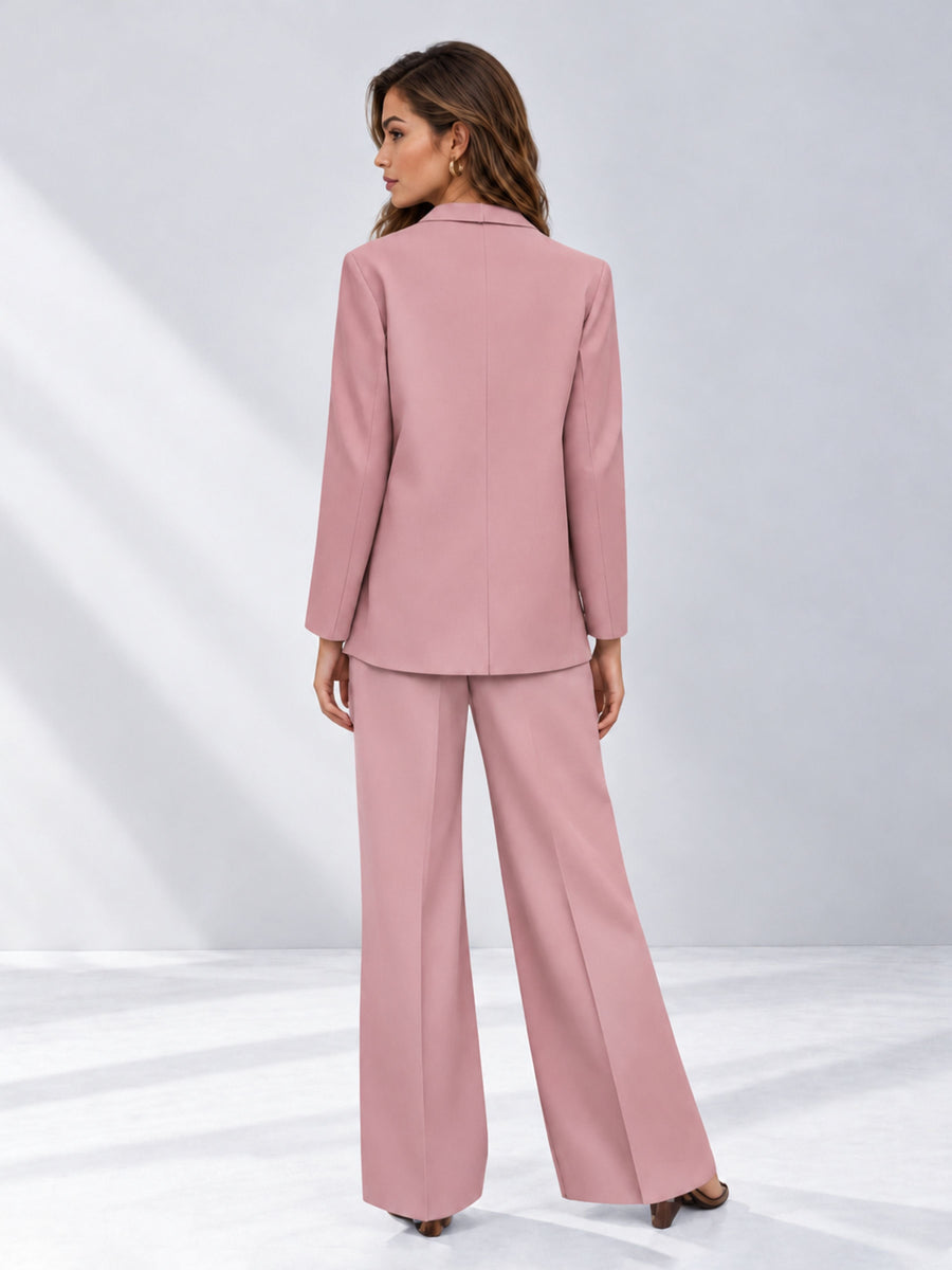 Dusty Rose 2 Pieces Wide-Leg Suit Women's Suits 