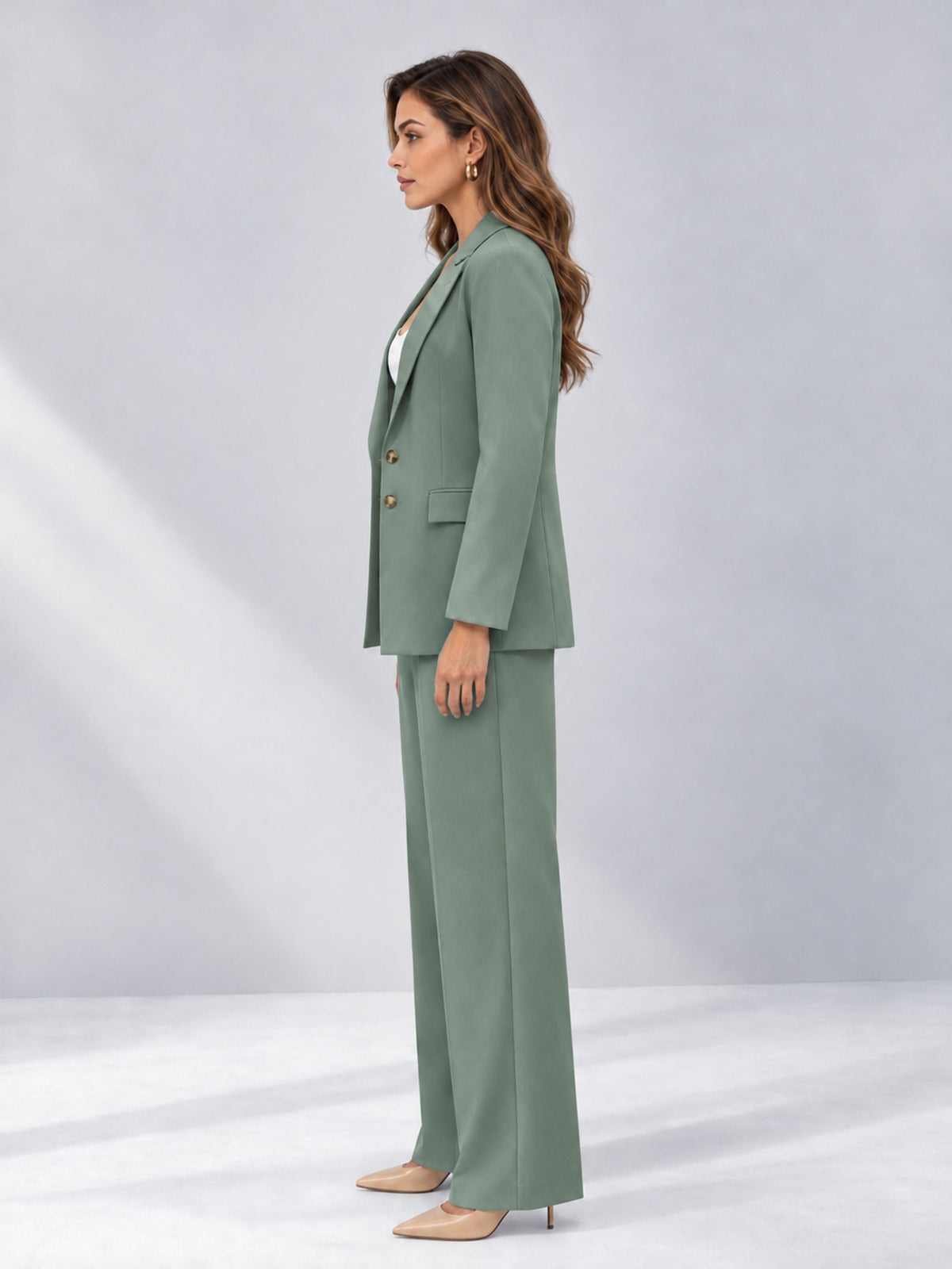 Eucalyptus 2 Pieces Wide-Leg Suit Women's Suits 