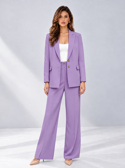 Lilac 2 Pieces Wide-Leg Suit Women's Suits 