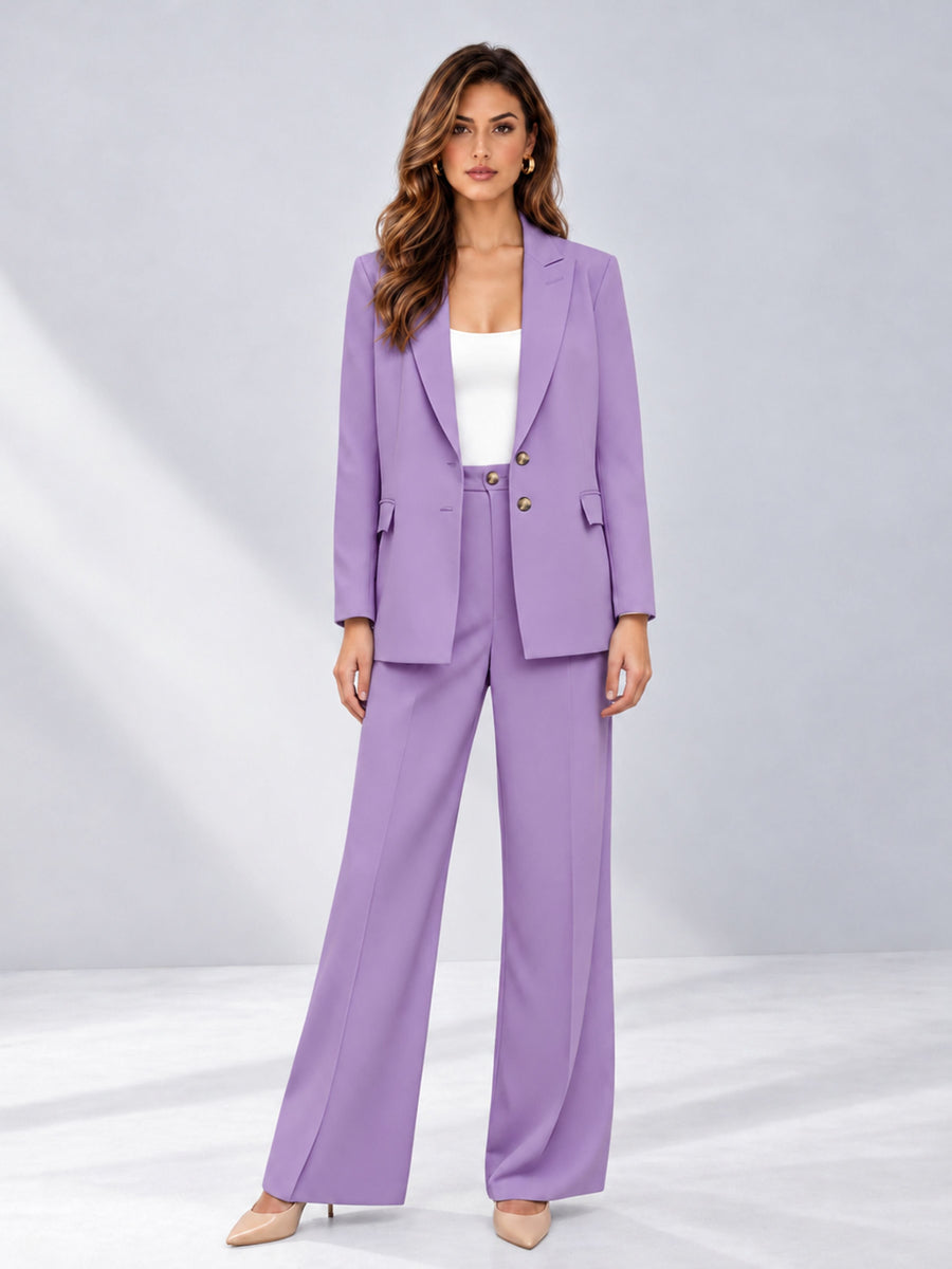 Lilac 2 Pieces Wide-Leg Suit Women's Suits 