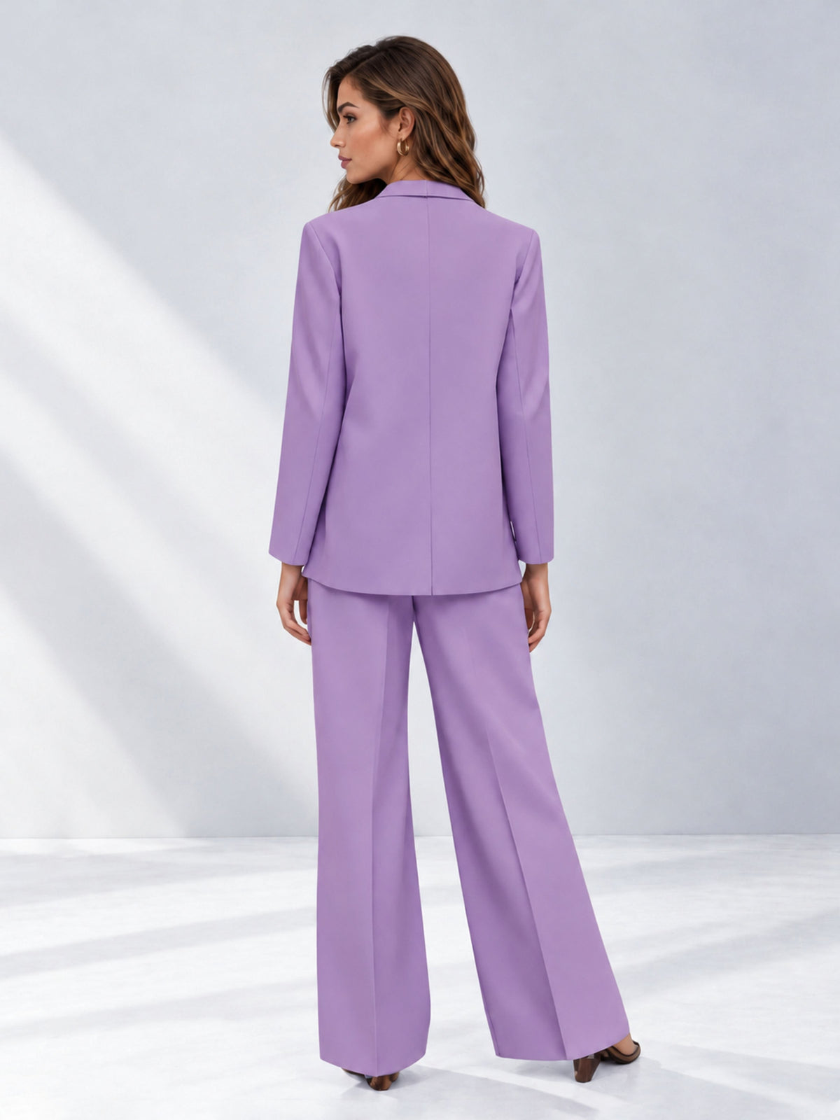 Lilac 2 Pieces Wide-Leg Suit Women's Suits 