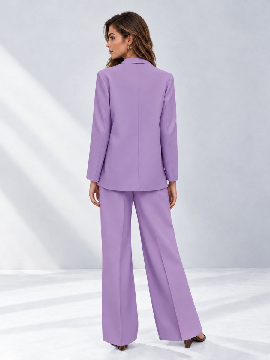 Lilac 2 Pieces Wide-Leg Suit Women's Suits 