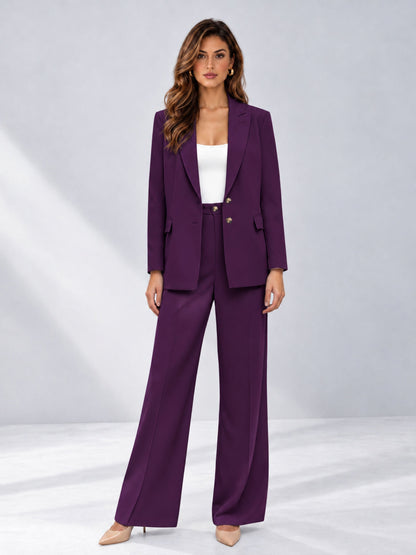 Plum 2 Pieces Wide-Leg Suit Women's Suits 