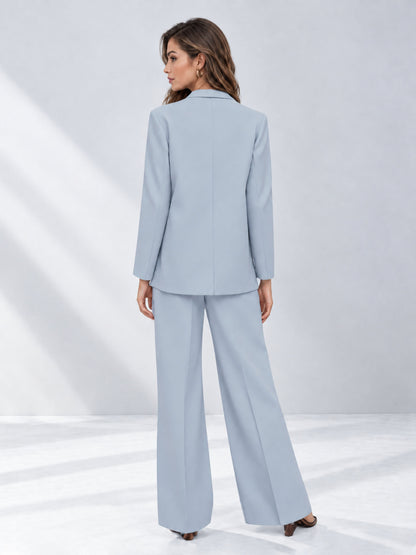 Powder Blue 2 Pieces Wide-Leg Suit Women's Suits 