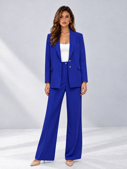 Royal Blue 2 Pieces Wide-Leg Suit Women's Suits 