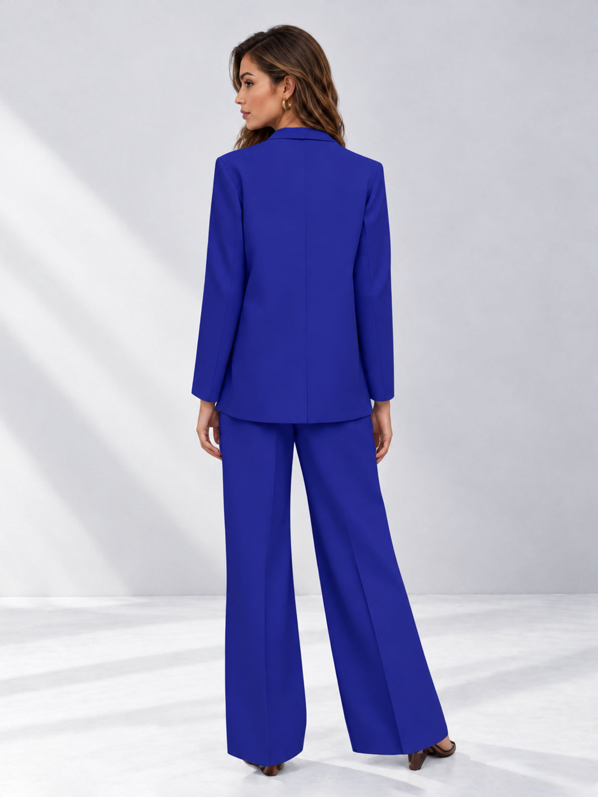 Royal Blue 2 Pieces Wide-Leg Suit Women's Suits 