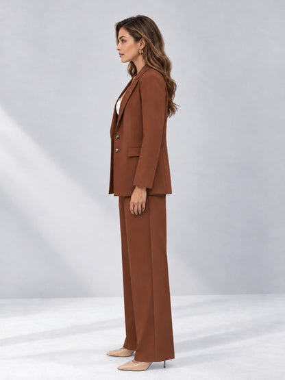 Rust 2 Pieces Wide-Leg Suit Women's Suits 