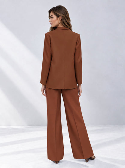 Rust 2 Pieces Wide-Leg Suit Women's Suits 