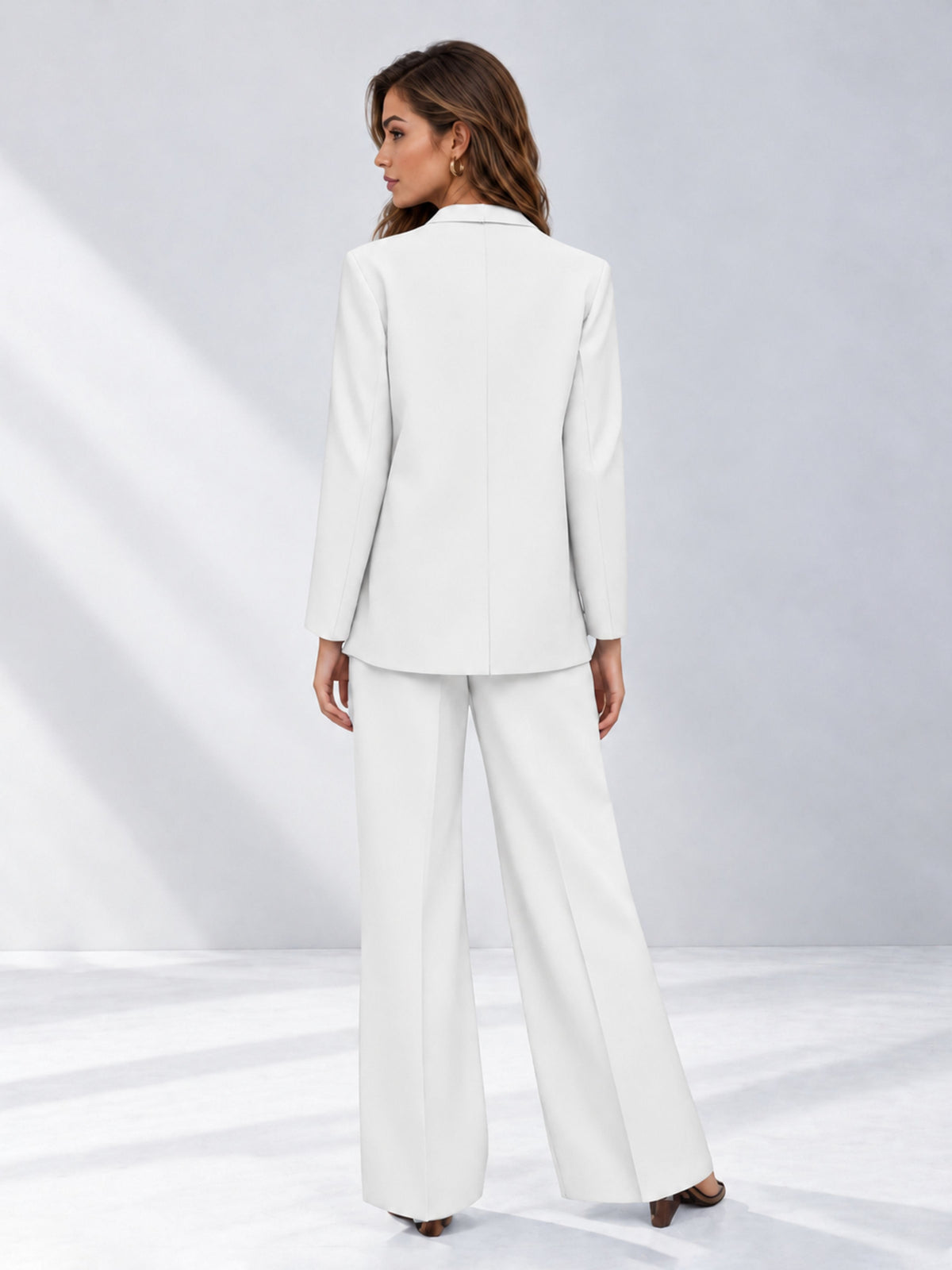 White 2 Pieces Wide-Leg Suit Women's Suits 