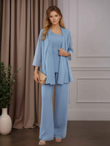 3 Pieces Beaded Chiffon Mother of the Bride Pantsuits