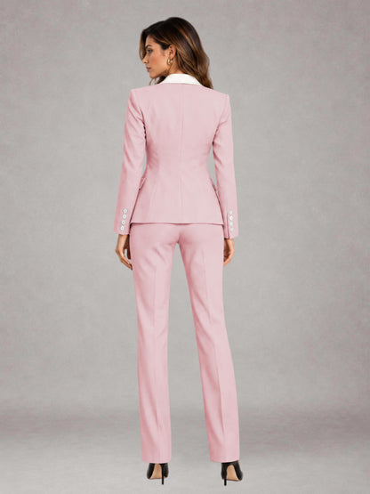 Blush Pink 3 Pieces Tailored Fit Elegant Women's Suits for Professional Look