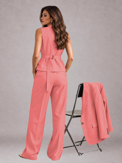 Coral 3 Pieces Tailored Fit Elegant Women's Suits for Business Casual