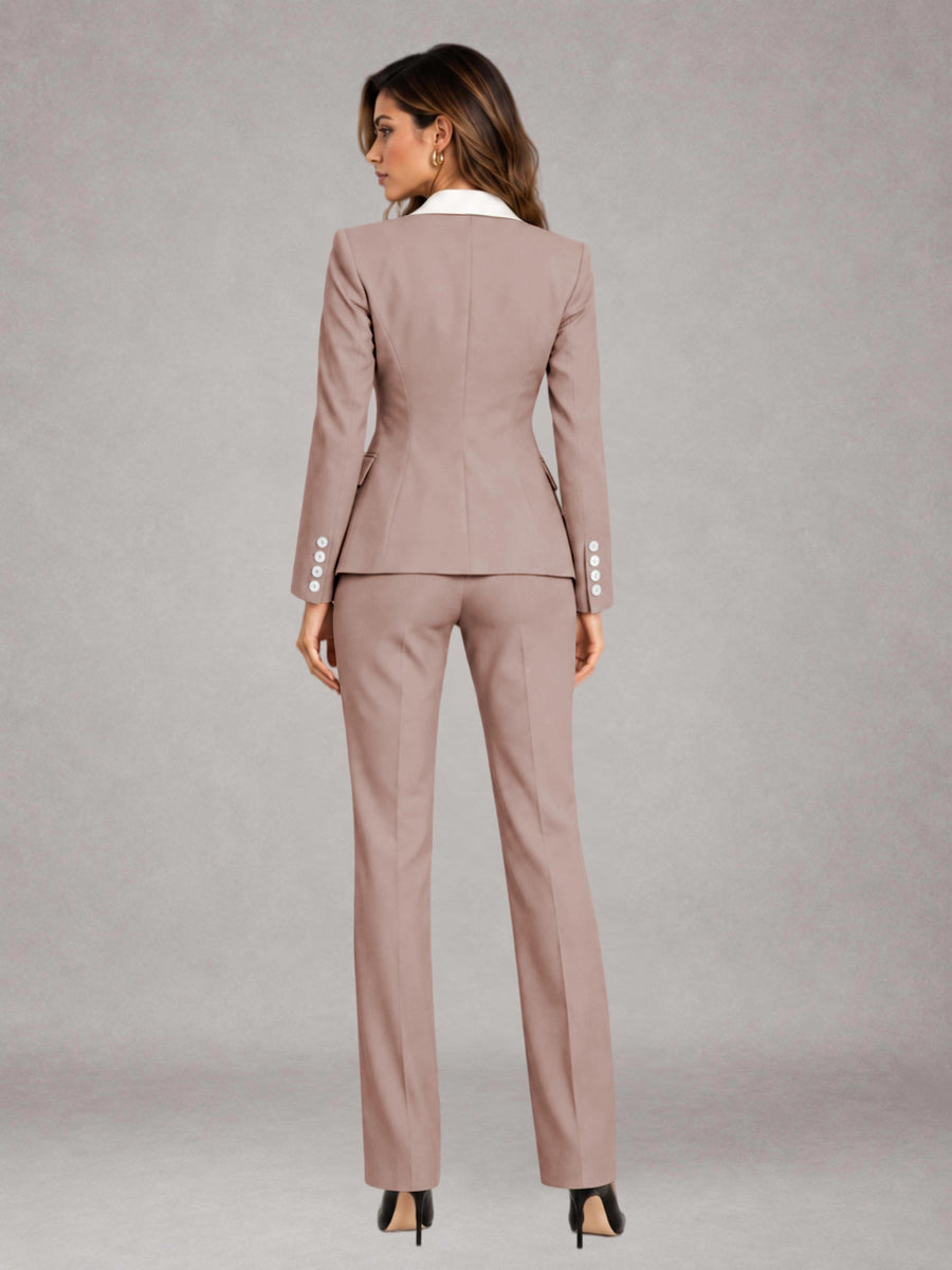 Dusty Rose 3 Pieces Tailored Fit Elegant Women's Suits for Professional Look