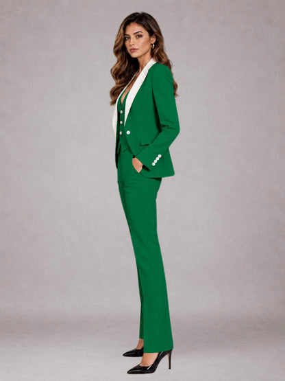 Emerald Green 3 Pieces Tailored Fit Elegant Women's Suits for Professional Look
