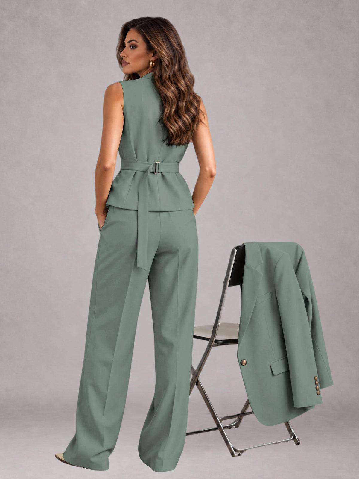 Eucalyptus 3 Pieces Tailored Fit Elegant Women's Suits for Business Casual