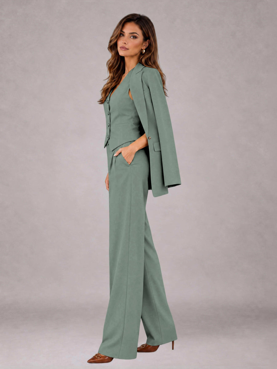 Eucalyptus 3 Pieces Tailored Fit Elegant Women's Suits for Business Casual