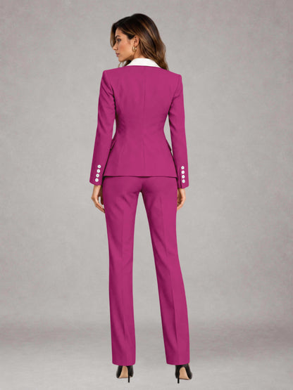 Fuchsia 3 Pieces Tailored Fit Elegant Women's Suits for Professional Look