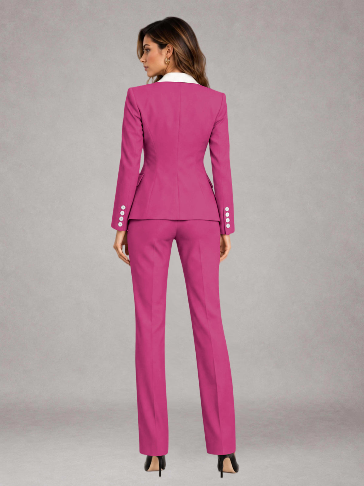 Hot Pink 3 Pieces Tailored Fit Elegant Women's Suits for Professional Look