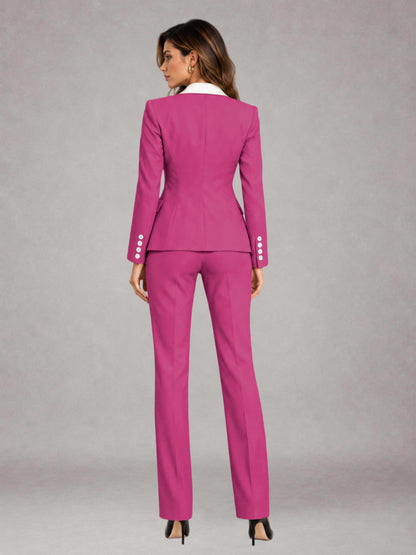 Hot Pink 3 Pieces Tailored Fit Elegant Women's Suits for Professional Look