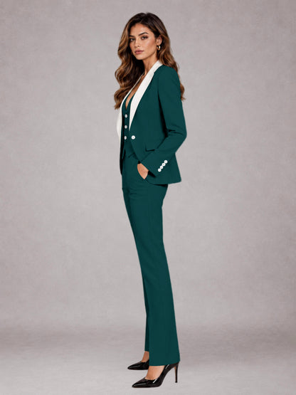 Peacock 3 Pieces Tailored Fit Elegant Women's Suits for Professional Look