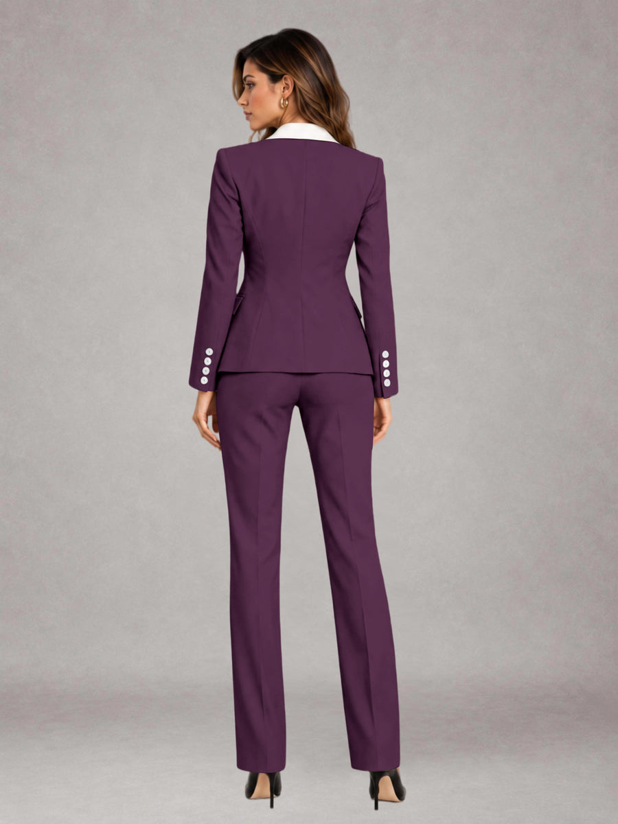 Plum 3 Pieces Tailored Fit Elegant Women's Suits for Professional Look