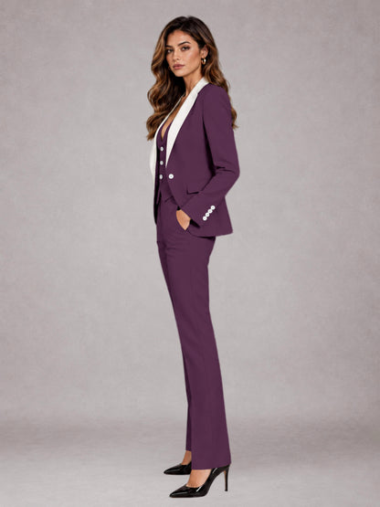 Plum 3 Pieces Tailored Fit Elegant Women's Suits for Professional Look