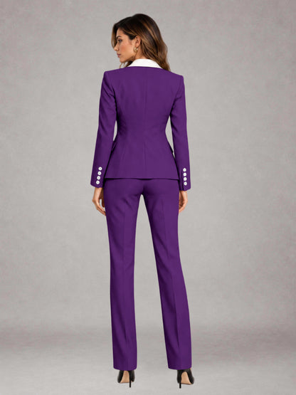 Purple 3 Pieces Tailored Fit Elegant Women's Suits for Professional Look
