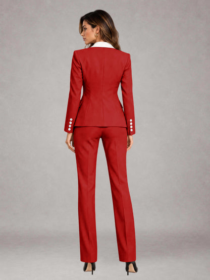 Red 3 Pieces Tailored Fit Elegant Women's Suits for Professional Look